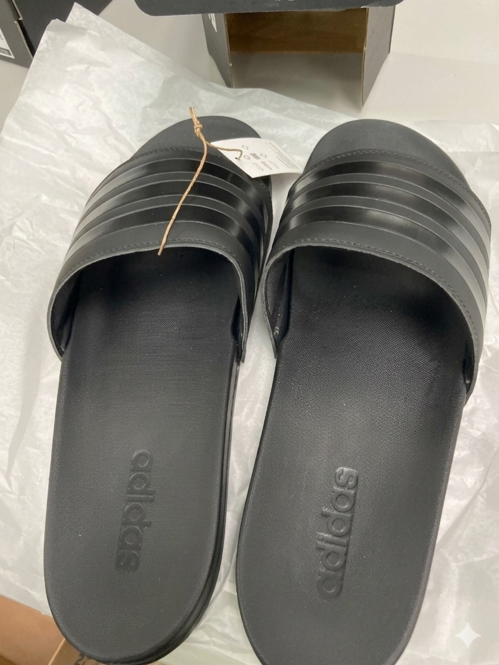 adidas Men's Black Slide Sandals with Three-Stripe Band